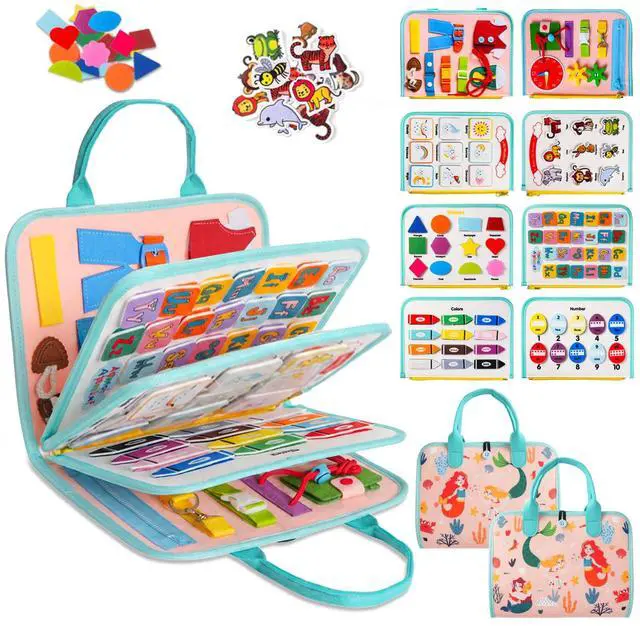 Main image of Toddler Busy Board Montessori Toys for Toddlers 1-3 Year Old Educational Activity Book Board Sensory Travel Toys Ages 2-4 Preschool Learning Fine Motor Skills Toy Quiet Book Gift for Kids