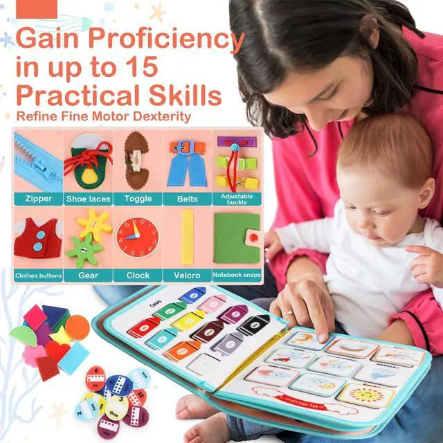 Alt view image 3 of 7 - Toddler Busy Board Montessori Toys for Toddlers 1-3 Year Old Educational Activity Book Board Sensory Travel Toys Ages 2-4 Preschool Learning Fine Motor Skills Toy Quiet Book Gift for Kids