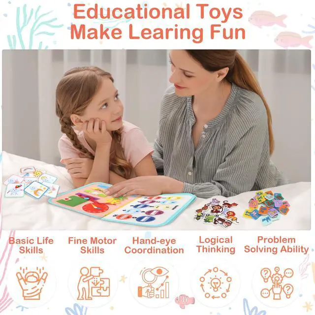 Alt view image 5 of 7 - Toddler Busy Board Montessori Toys for Toddlers 1-3 Year Old Educational Activity Book Board Sensory Travel Toys Ages 2-4 Preschool Learning Fine Motor Skills Toy Quiet Book Gift for Kids