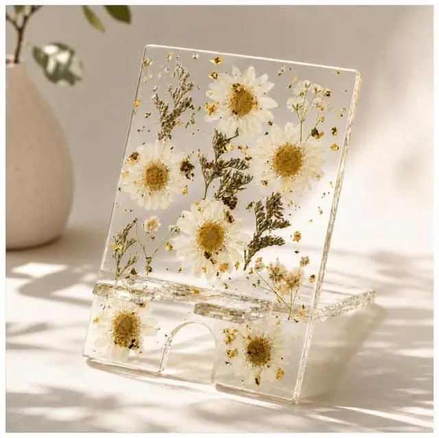 Main image of Pressed Flower Phone Stand for Desk, Cute Desk Accessories, Gift for Her
