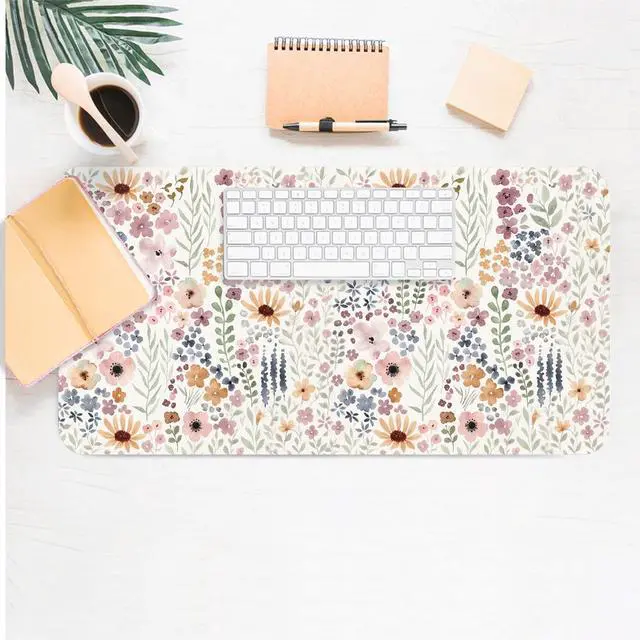 Alt view image 5 of 7 - Floral Desk Mat, Cute Flower Large Mouse Pad, Plum 23.6"x11.8"