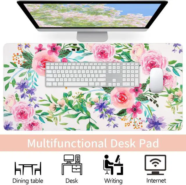 Alt view image 6 of 7 - Long Desk Mat, Large Mouse Pad for Desk, Women Girls Waterproof Large Keyboard Pad, Cute Computer Mat for Office Work/Home/Decor/Desktop Accessories (47.2"x16.9")