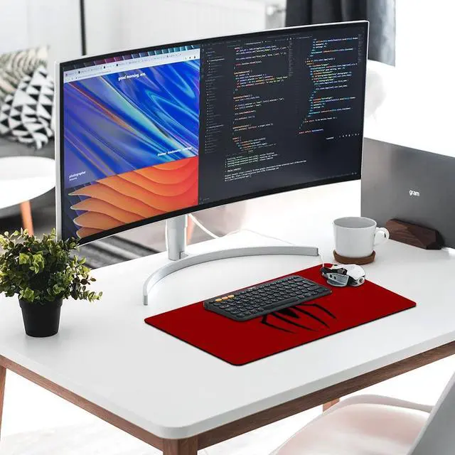 Alt view image 5 of 6 - Gaming Mouse Pad, Spider Red Pattern Mouse Pad 11.8x23.6Inch Large Extended Computer Mouse Mat Keyboard Full Desk Mousepad for Gaming, Office, Home