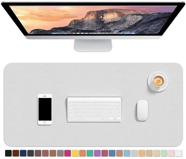 Main image of Desk Pad, 30" x 14" PU Leather Desk Mat, XL Extended Mouse Pad, Waterproof Desktop Blotter Protector, Non-Slip Ultra Thin Large Laptop Keyboard Writing Mat for Office Home, Gray