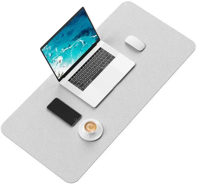 Alt view image 2 of 7 - Desk Pad, 30" x 14" PU Leather Desk Mat, XL Extended Mouse Pad, Waterproof Desktop Blotter Protector, Non-Slip Ultra Thin Large Laptop Keyboard Writing Mat for Office Home, Gray