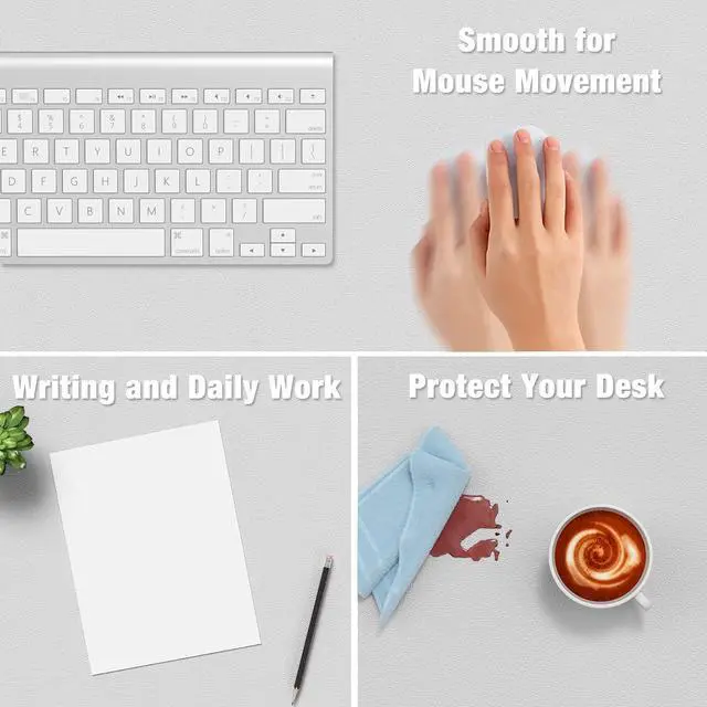 Alt view image 4 of 7 - Desk Pad, 30" x 14" PU Leather Desk Mat, XL Extended Mouse Pad, Waterproof Desktop Blotter Protector, Non-Slip Ultra Thin Large Laptop Keyboard Writing Mat for Office Home, Gray