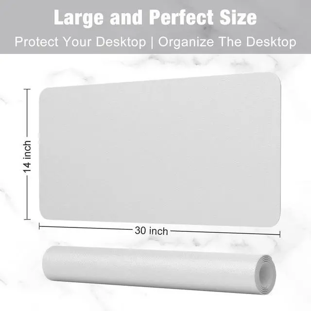 Alt view image 3 of 7 - Desk Pad, 30" x 14" PU Leather Desk Mat, XL Extended Mouse Pad, Waterproof Desktop Blotter Protector, Non-Slip Ultra Thin Large Laptop Keyboard Writing Mat for Office Home, Gray