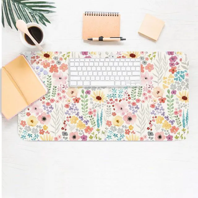 Alt view image 5 of 7 - Floral Desk Mat, Cute Flower Large Mouse Pad, Pink 23.6"x11.8"