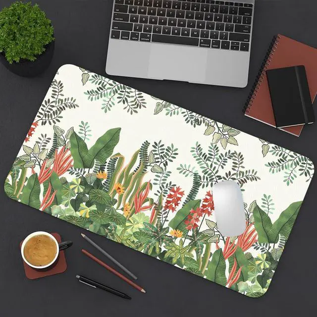 Alt view image 7 of 7 - Floral Desk Mat, Non-Slip PU Leather Desk Pad, Foliage 23.6"x11.8"
