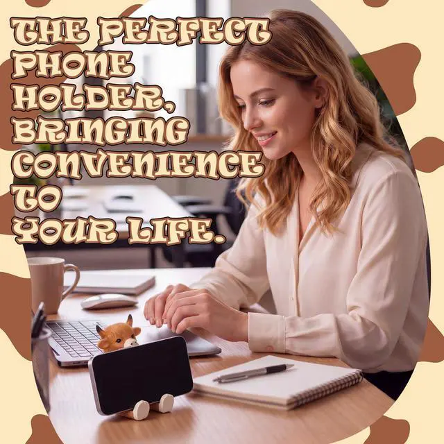 Alt view image 6 of 7 - Highland Cow Cell Phone Stand for Desk, Highland Cow Figurines Decoration, Resin Cute Animal Desktop Phone Holder Statues for Friends Home Office Table Accessories