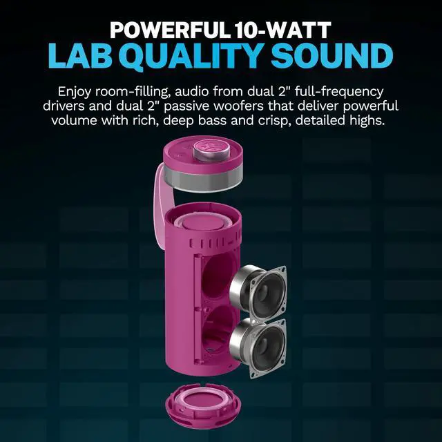 Alt view image 2 of 7 - Go Party, Portable Bluetooth Speaker, Waterproof, RGB Lighting, LabSync, Mulberry