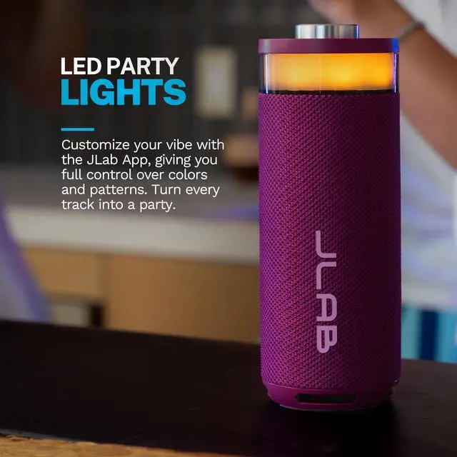 Alt view image 3 of 7 - Go Party, Portable Bluetooth Speaker, Waterproof, RGB Lighting, LabSync, Mulberry