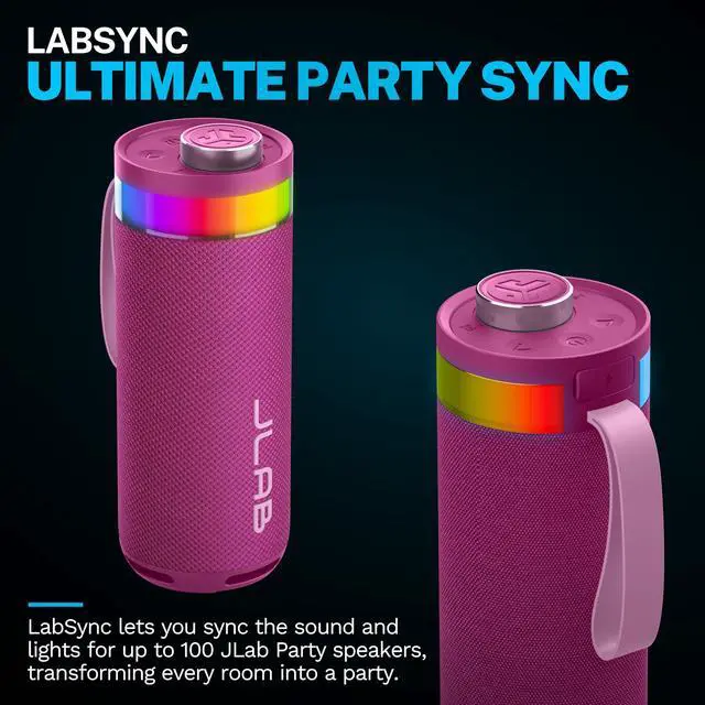 Alt view image 4 of 7 - Go Party, Portable Bluetooth Speaker, Waterproof, RGB Lighting, LabSync, Mulberry