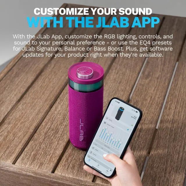 Alt view image 7 of 7 - Go Party, Portable Bluetooth Speaker, Waterproof, RGB Lighting, LabSync, Mulberry