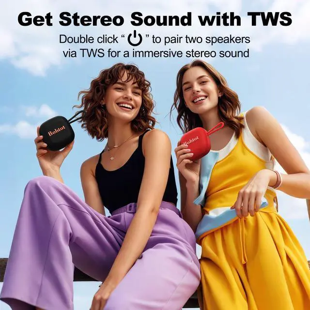 Alt view image 6 of 6 - Portable Bluetooth Speaker, IPX7, TWS Pairing, Black