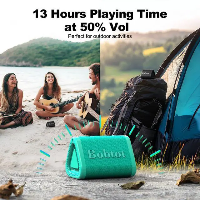 Alt view image 6 of 7 - Portable Bluetooth Speaker 5W, IPX7, Green