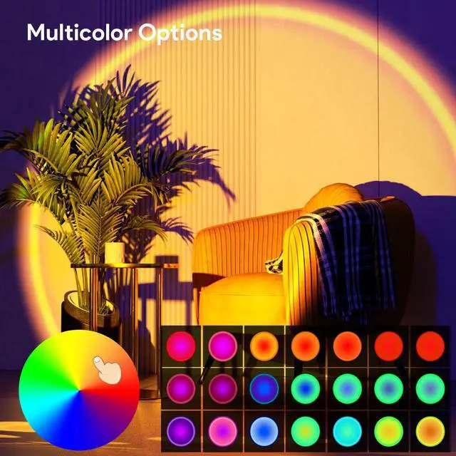 Alt view image 4 of 7 - Sunset Lamp Projection Led Lights with Remote,APP Multicolor Night Light 360° Rotation Rainbow Lights 4 Modes Setting for Photography/Selfie/Party/Home/Living Bedroom Decor, Gifts for Women