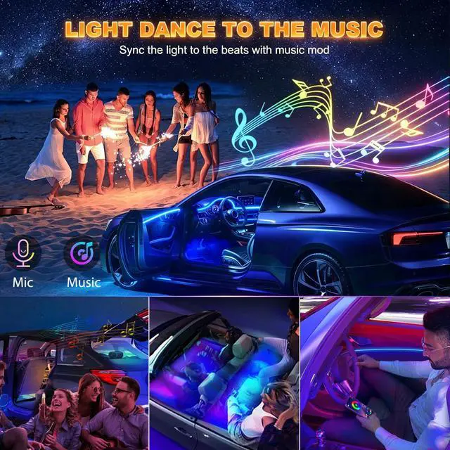 Alt view image 5 of 7 - Interior Car LED Strip Lights, USB Ambient Lighting Kits (6 in 1)