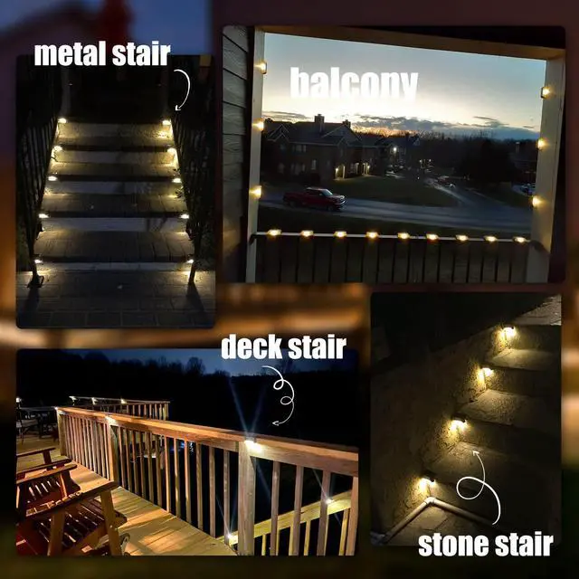 Alt view image 6 of 7 - Solar Deck Lights Outdoor 16 Pack,Step Light Waterproof,Warm White