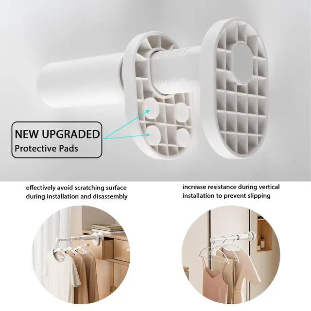 Alt view image 2 of 7 - Portable Travel Clothes Drying Rack - Clamping Design- Retractable Rob - Anti-Scratch Silicon Pad - Enhance Stability - Suitable for Door, Drawer, Luggage Handle
