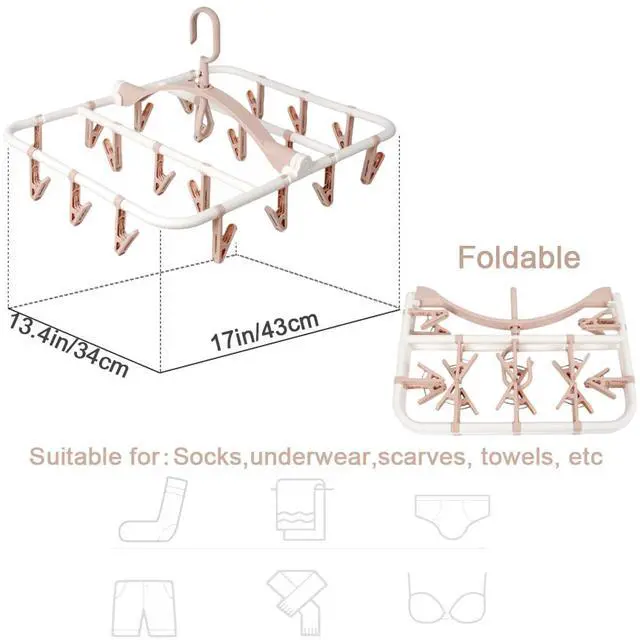 Alt view image 2 of 7 - Clothes Drying Racks Foldable Clip Hangers with 20 Drying Clips