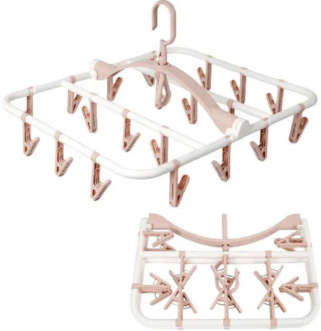 Main image of Clothes Drying Racks Foldable Clip Hangers with 20 Drying Clips