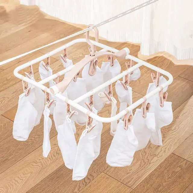 Alt view image 5 of 7 - Clothes Drying Racks Foldable Clip Hangers with 20 Drying Clips