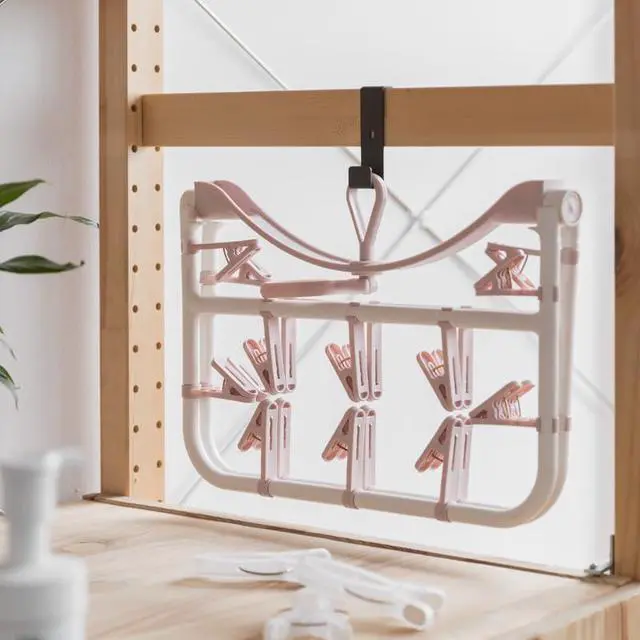 Alt view image 6 of 7 - Clothes Drying Racks Foldable Clip Hangers with 20 Drying Clips