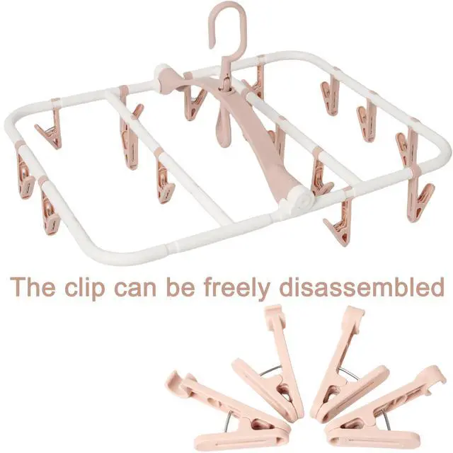 Alt view image 4 of 7 - Clothes Drying Racks Foldable Clip Hangers with 20 Drying Clips