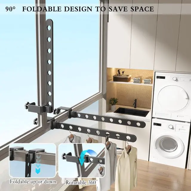 Alt view image 3 of 7 - Foldable Drying Rack for Dorm, Laundry Drying Rack Collapsible with Clamp Design, Small Indoor Clothing Rack, No Drill, Space Saving, Suitable for RV, Balcony Railing, Door, Wardrobe, Bed Edges