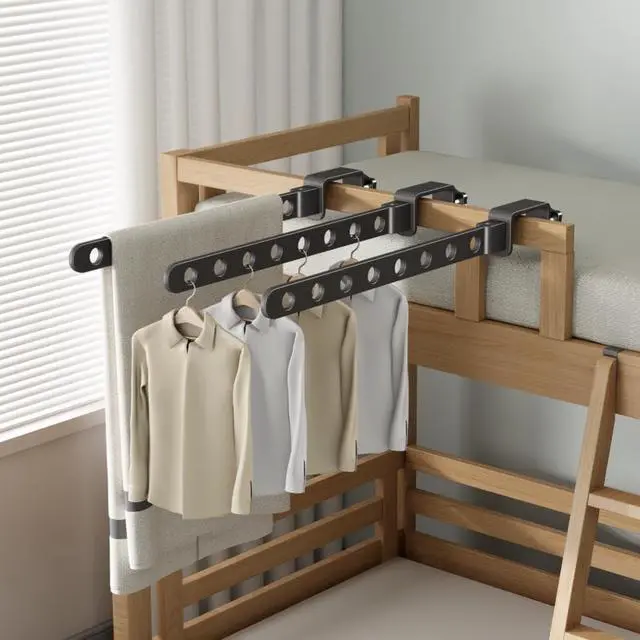 Alt view image 7 of 7 - Foldable Drying Rack for Dorm, Laundry Drying Rack Collapsible with Clamp Design, Small Indoor Clothing Rack, No Drill, Space Saving, Suitable for RV, Balcony Railing, Door, Wardrobe, Bed Edges
