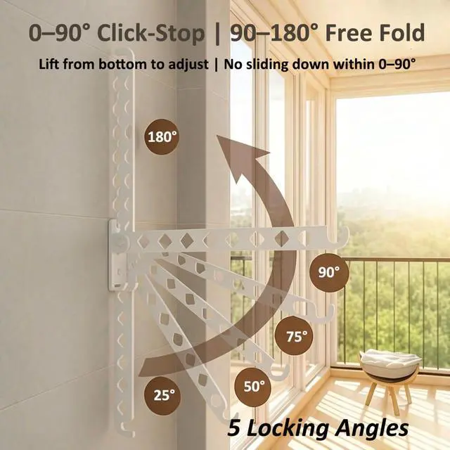 Alt view image 3 of 7 - Wall Mounted Drying Rack, 8-Hole Clothes Rack Laundry Room, White