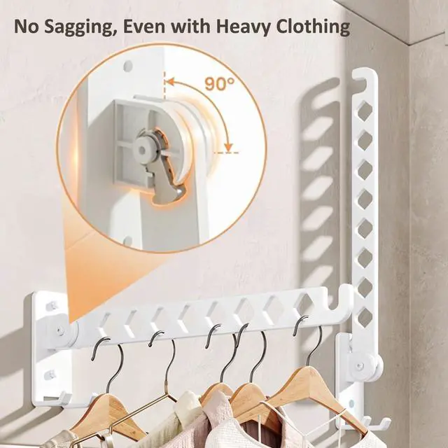 Alt view image 5 of 7 - Wall Mounted Drying Rack, 8-Hole Clothes Rack Laundry Room, White