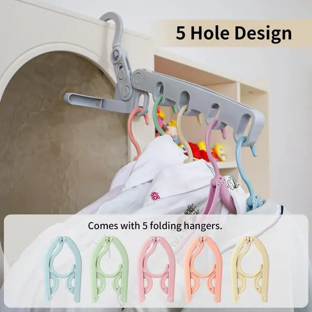 Alt view image 2 of 7 - 1Pcs Clothes Drying Rack Foldable and 5 Pcs Travel Hangers and 1pcs Organizer Bag,Foldable Design Doesn't take up Much Space, Great Combo for Travel/Hotel/Cruise.