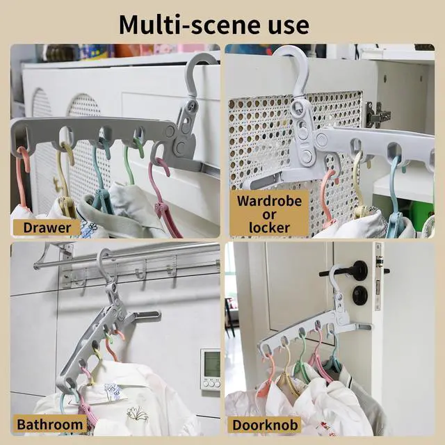 Alt view image 5 of 7 - 1Pcs Clothes Drying Rack Foldable and 5 Pcs Travel Hangers and 1pcs Organizer Bag,Foldable Design Doesn't take up Much Space, Great Combo for Travel/Hotel/Cruise.