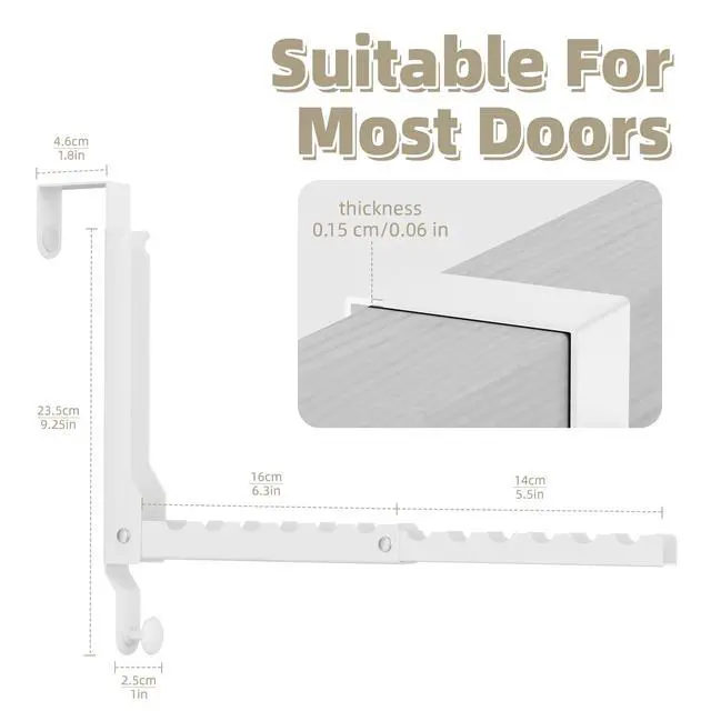 Alt view image 6 of 7 - Over The Door Hanger Folding Clothes Drying Rack, Double Fold Hanging Door Hooks Coat Rack with Hooks for Indoor Laundry Room Compact Small Space Foldable Portable Door Hanger Hook Collapsible- 1 Pack