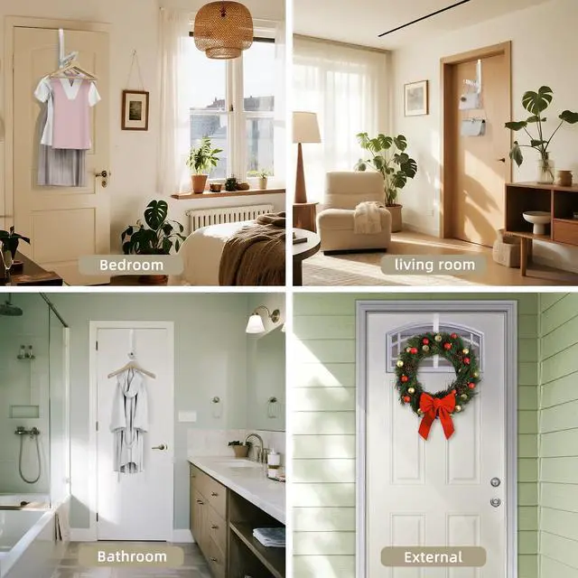 Alt view image 7 of 7 - Over The Door Hanger Folding Clothes Drying Rack, Double Fold Hanging Door Hooks Coat Rack with Hooks for Indoor Laundry Room Compact Small Space Foldable Portable Door Hanger Hook Collapsible- 1 Pack