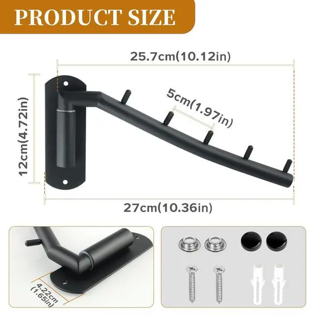 Alt view image 2 of 7 - Wall Mounted Drying Rack,Swivel Clothes Drying Hanger,Black,1P