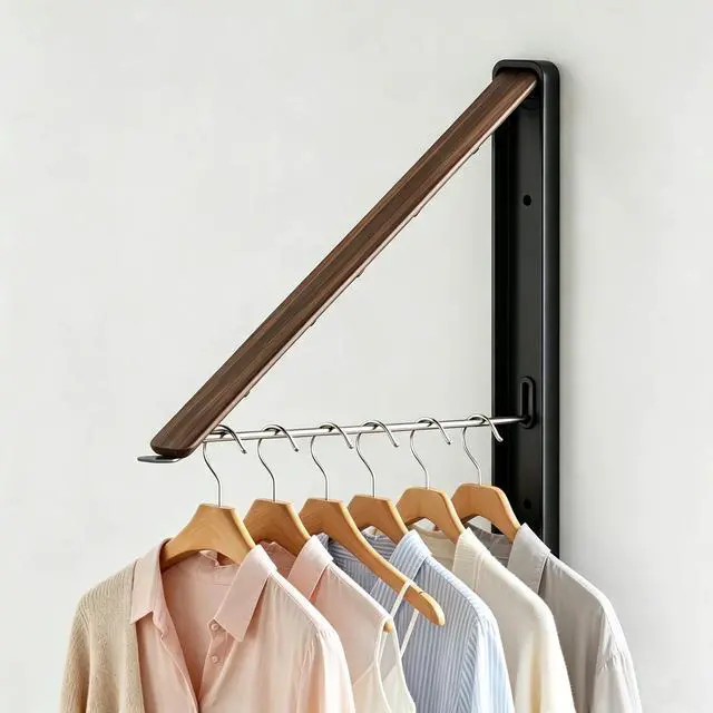 Main image of Folding Clothes Hanger Rack Wall mounted for Laundry Clothes Drying Rack