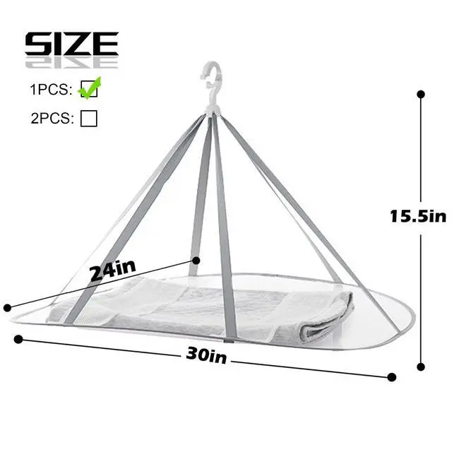 Alt view image 2 of 7 - 1 Tier Folding Mesh Clothes Drying Rack with Internal Fixation Stackable Sweater Drying Rack Portable Hanging Laundry Rack for Sweater,T-Shirt,Delicates,Swimsuit (1 Pack)