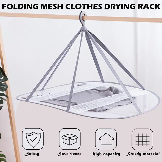 Alt view image 7 of 7 - 1 Tier Folding Mesh Clothes Drying Rack with Internal Fixation Stackable Sweater Drying Rack Portable Hanging Laundry Rack for Sweater,T-Shirt,Delicates,Swimsuit (1 Pack)