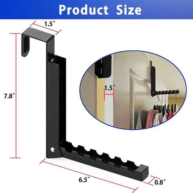 Alt view image 2 of 7 - 2 Pcs Over The Door Hooks - Folding Over Door Clothes Drying Laundry Rack with 6 Groves - Hanger for Clothes & Towels (Black)