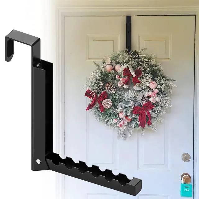 Alt view image 7 of 7 - 2 Pcs Over The Door Hooks - Folding Over Door Clothes Drying Laundry Rack with 6 Groves - Hanger for Clothes & Towels (Black)