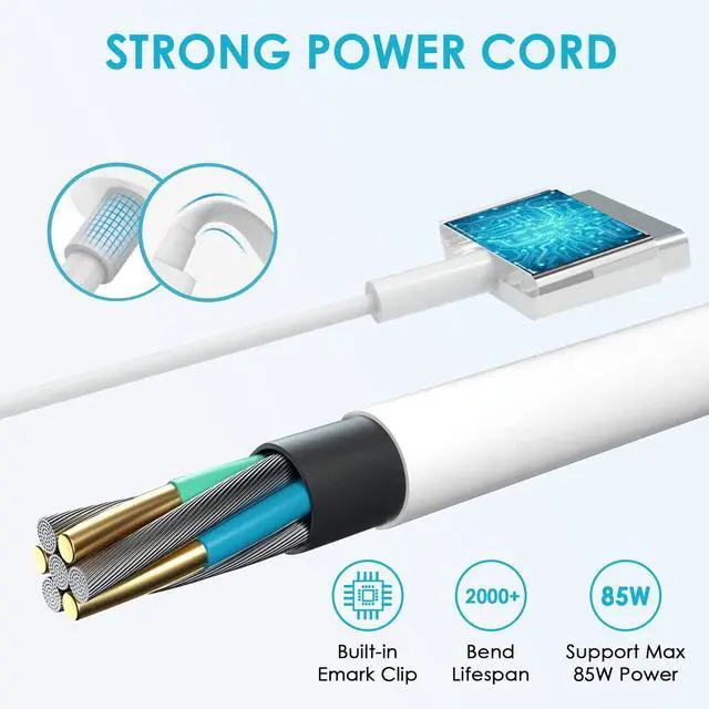 Alt view image 2 of 7 - 85W Mac Book Pro Charger, Replacement AC 85w 2T-Tip Connector Power Adapter,Laptop Charger Compatible with MacBook pro & Mac Book Pro 13 inch-15 inch Retina After Mid 2012