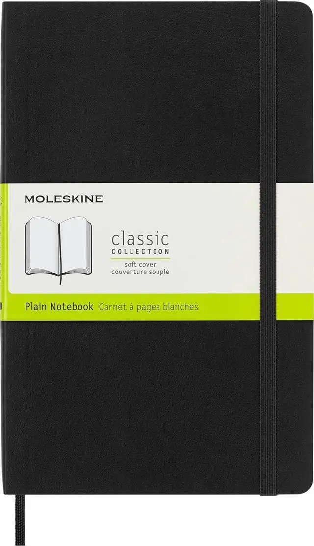 Main image of Classic Notebook, Soft Cover, Large (5" x 8.25") Plain/Blank, Black, 240 Pages