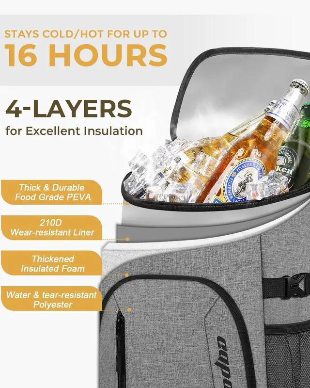 Alt view image 2 of 6 - Cooler Backpack for Men Women Insulated Backpack Cooler Leak Proof