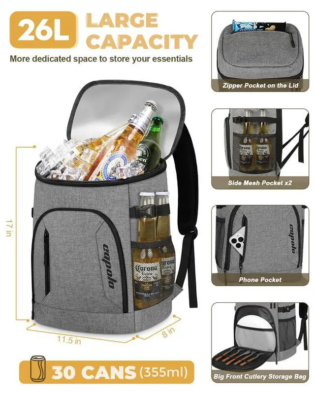 Alt view image 4 of 6 - Cooler Backpack for Men Women Insulated Backpack Cooler Leak Proof