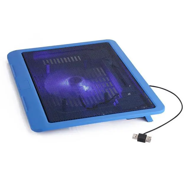 Alt view image 4 of 7 - Laptop Cooling Pad with Big Fan, USB Powered Stand for 14" or Smaller Notebooks, Quiet Laptop Cooler Base (Blue)