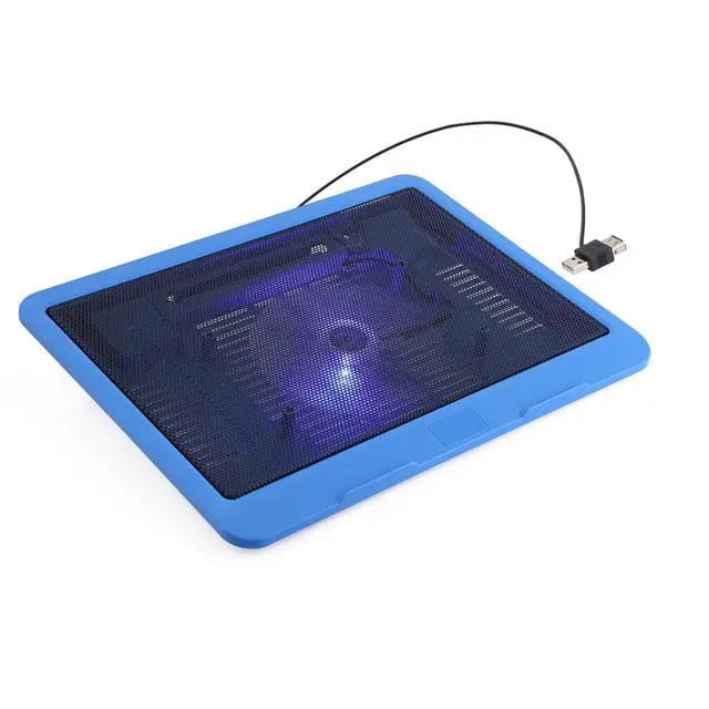 Alt view image 6 of 7 - Laptop Cooling Pad with Big Fan, USB Powered Stand for 14" or Smaller Notebooks, Quiet Laptop Cooler Base (Blue)