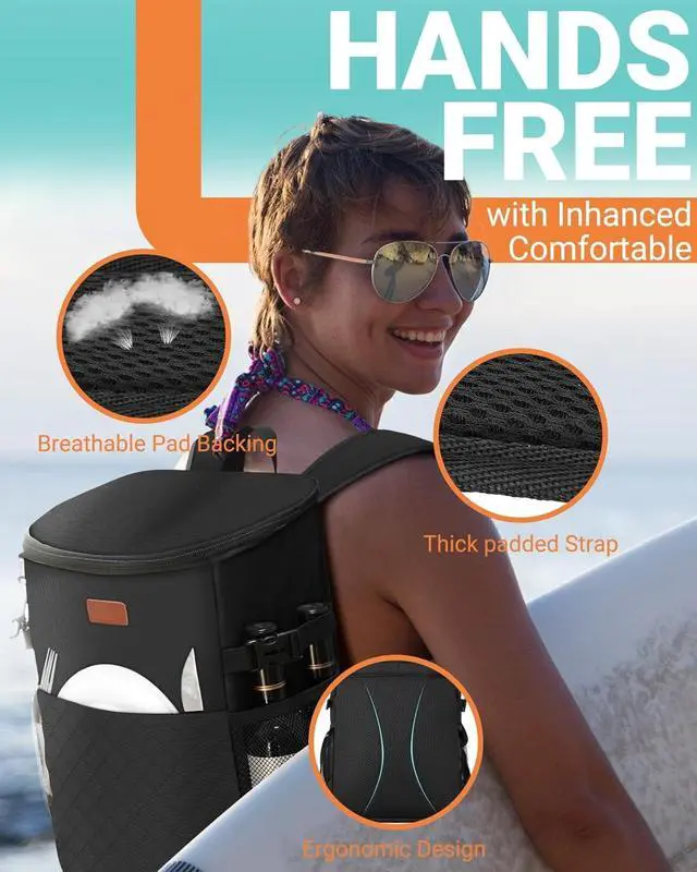 Alt view image 6 of 7 - Soft Cooler Backpack for Men: Small Insulated Backpack Coolers for Beach